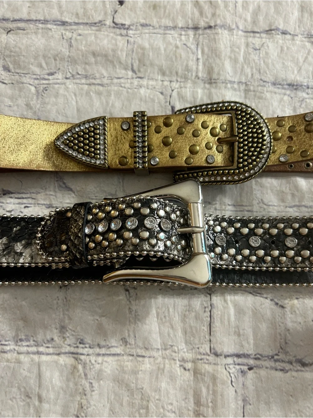 ARIZONA FULL GRAIN COWHIDE GOLD & BLACK FAUX SKIN PRINT EMBELLISHED WOMEN’S BELT